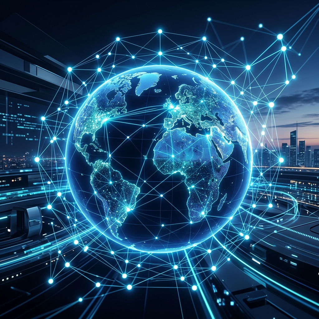 Abstract cloud, data and AI architecture network